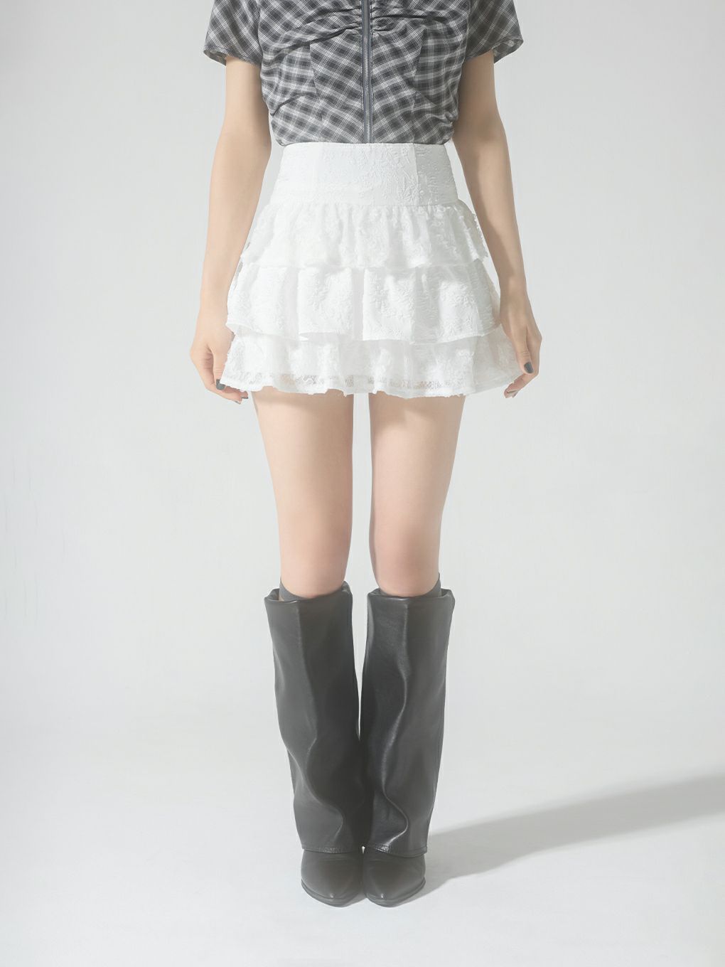 【BUBBLES】ジャガードレースカンカンスカート