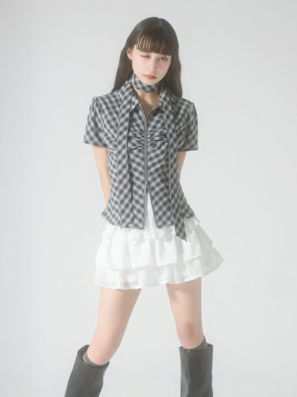 【BUBBLES】ジャガードレースカンカンスカート