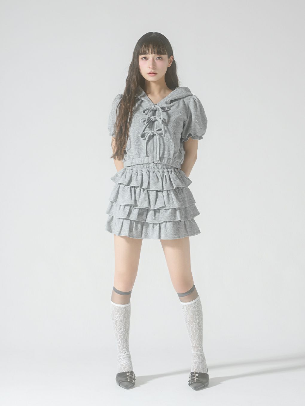 【BUBBLES】ジャガードリボンパーカー