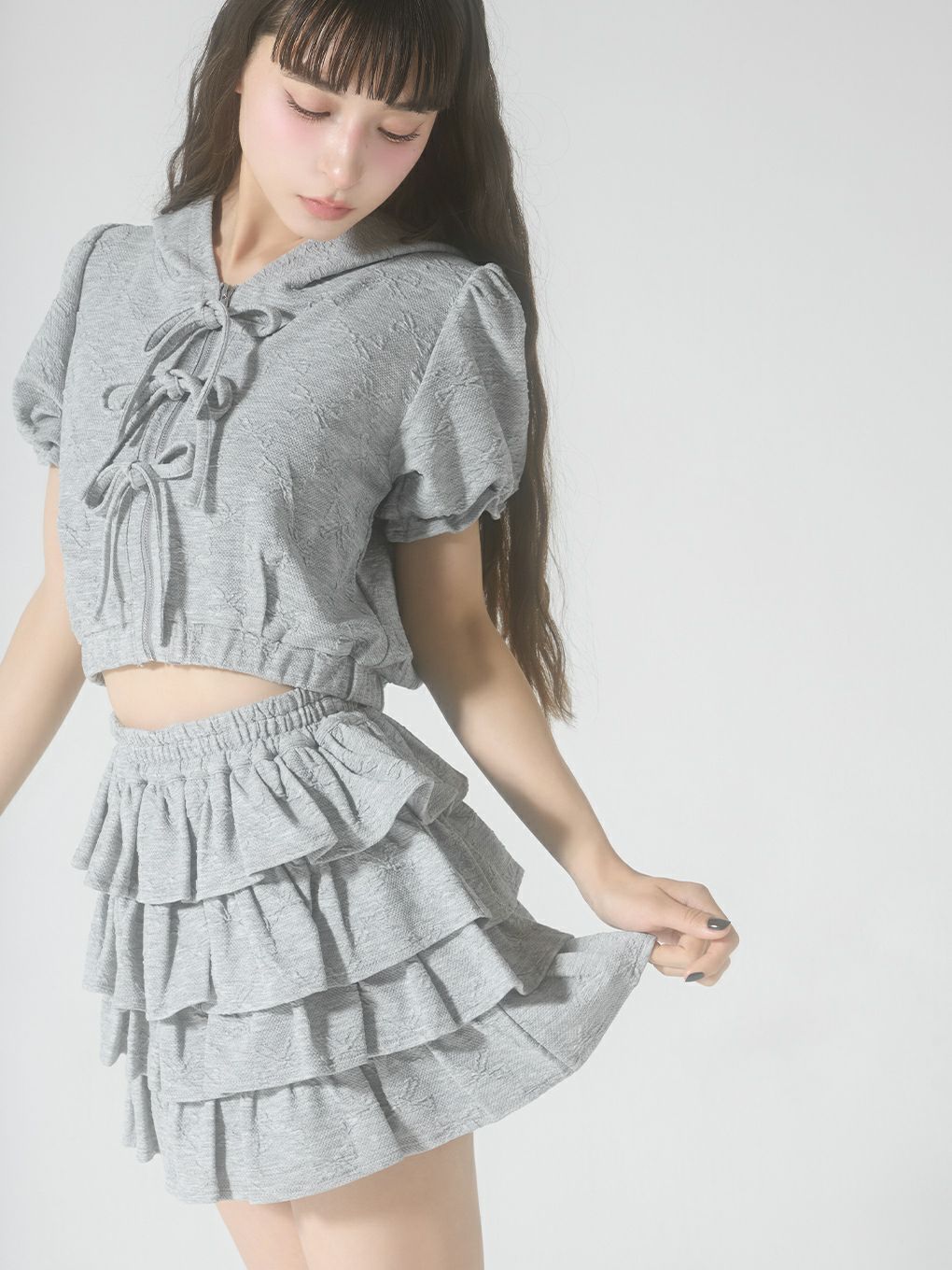 【BUBBLES】ジャガードティアードスカパン