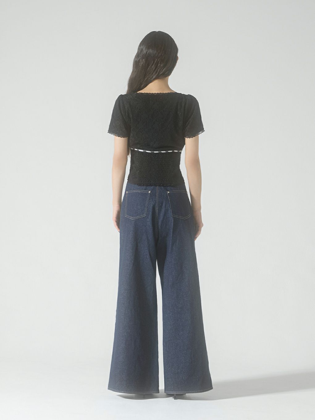 【BUBBLES】レースリボンデニムパンツ