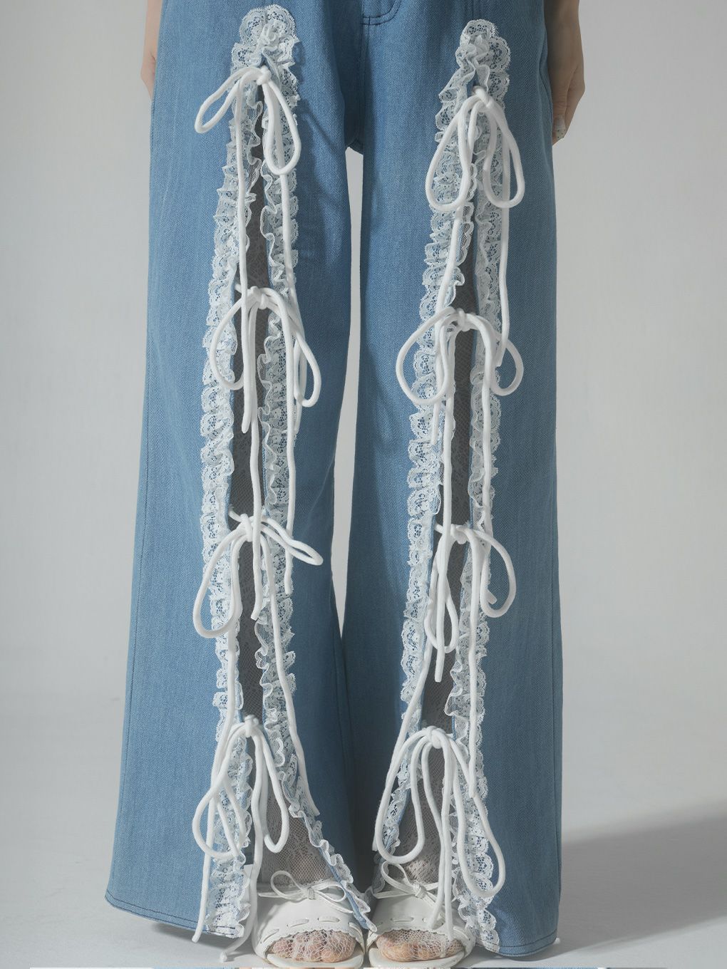 【BUBBLES】レースリボンデニムパンツ
