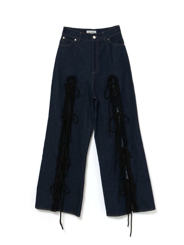 Blumarine ブルマリン　リボン　レース　ジャケット　ブラック　デニム BUBBLES】レースリボンデニムパンツ | sparkling mall online store