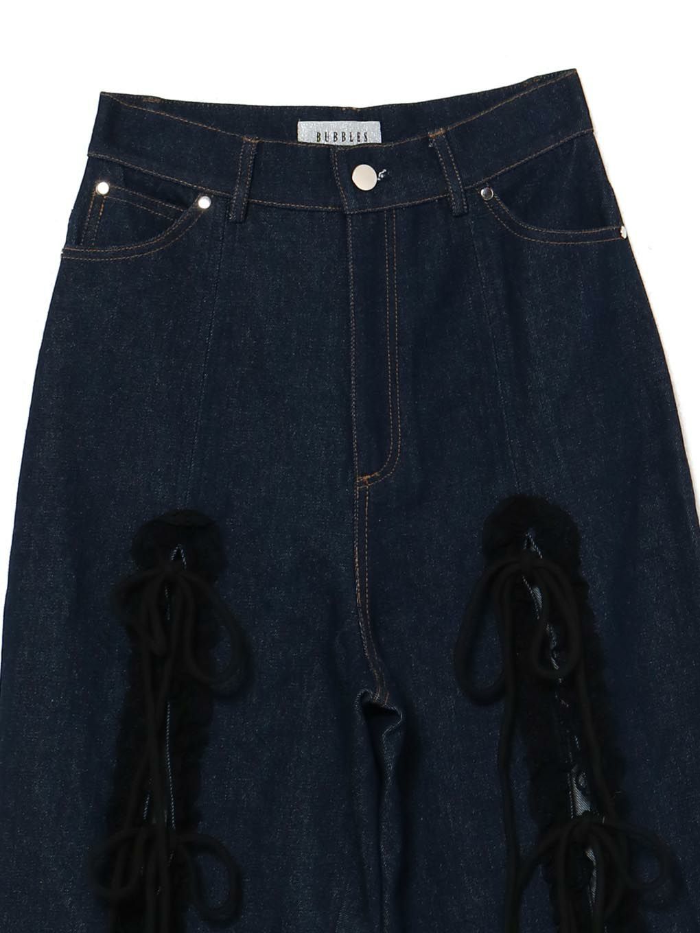 【BUBBLES】レースリボンデニムパンツ