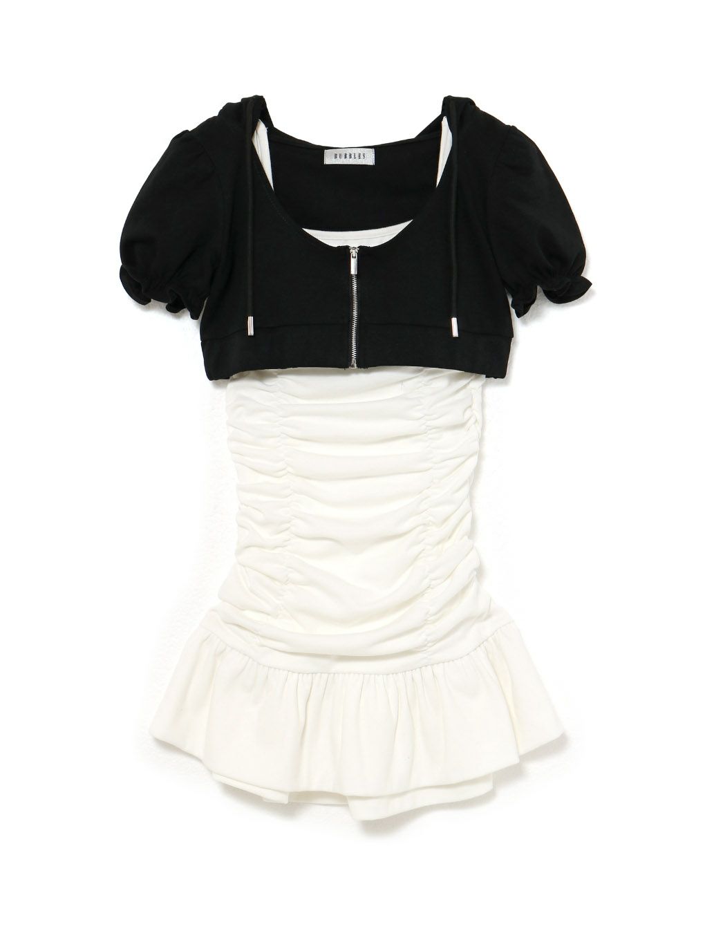 【BUBBLES】ミニパーカーギャザーワンピース