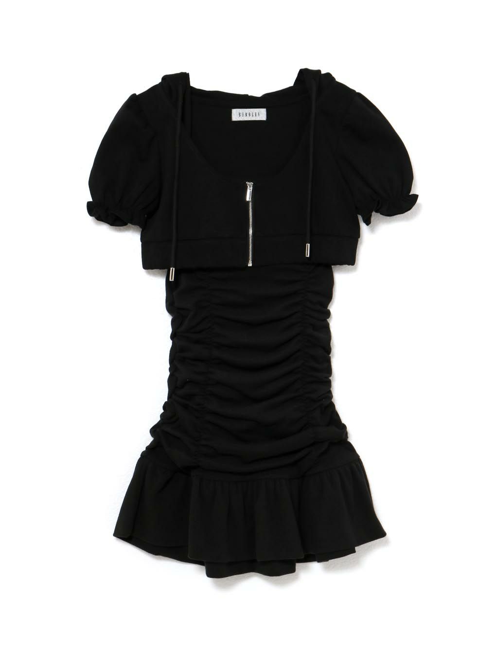 【BUBBLES】ミニパーカーギャザーワンピース