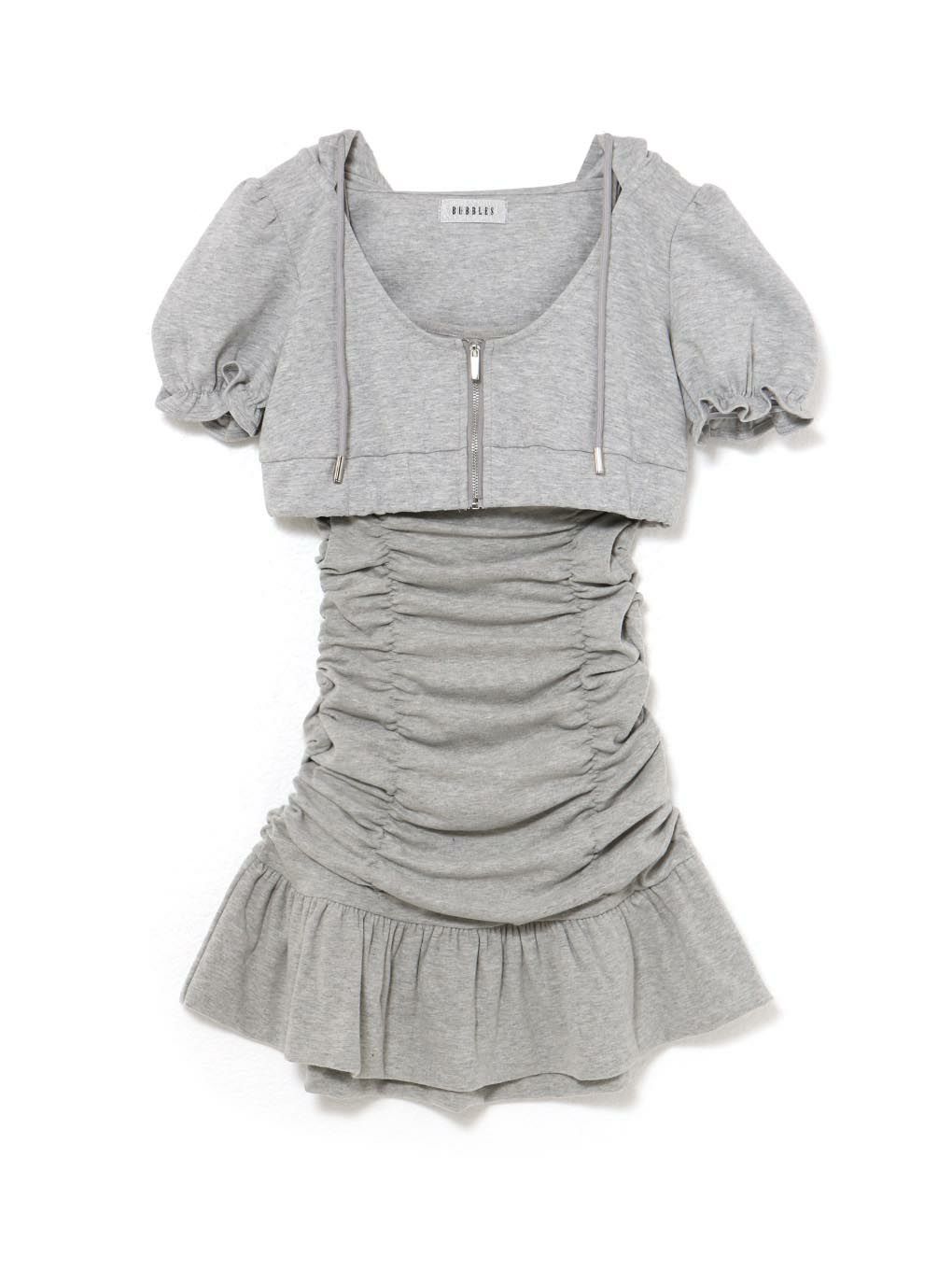 【BUBBLES】ミニパーカーギャザーワンピース