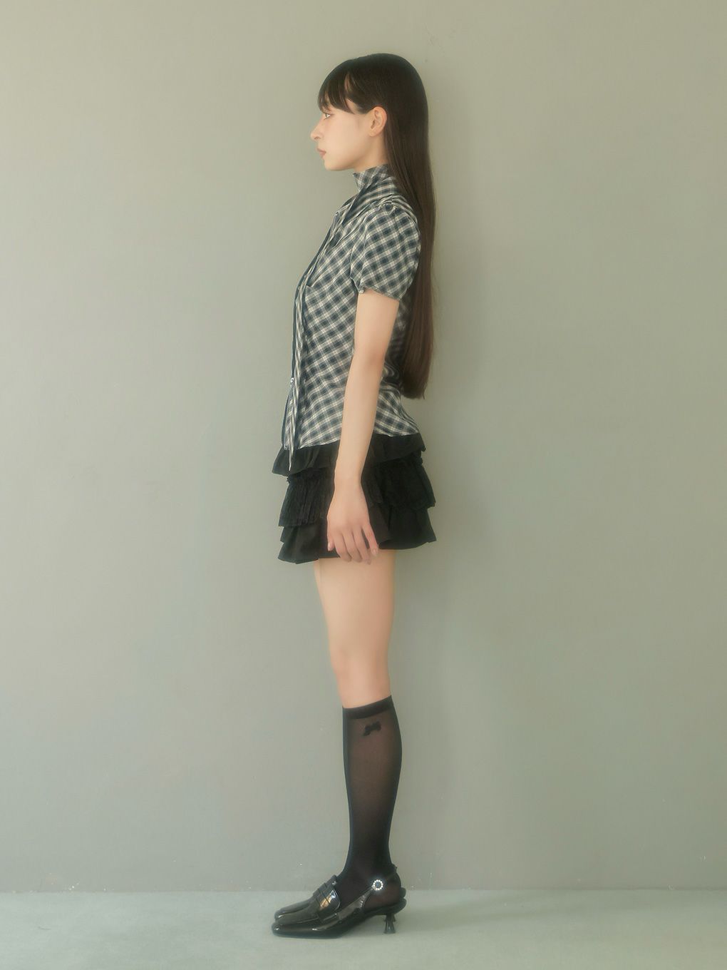 【BUBBLES】スカーフギャザーシャツトップス