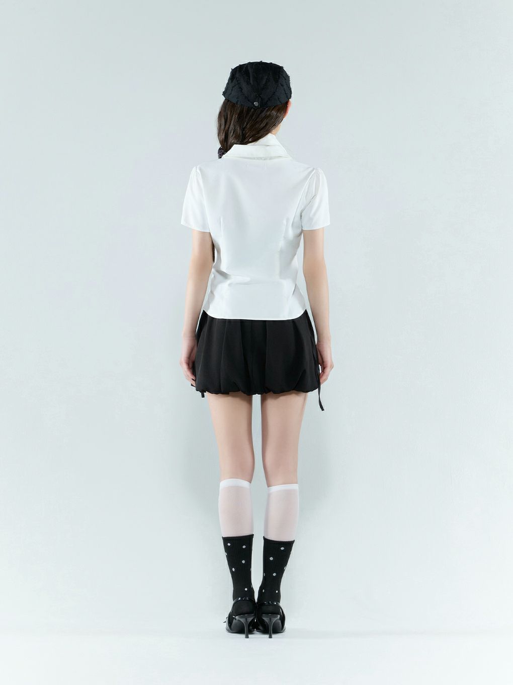 【BUBBLES】スカーフギャザーシャツトップス