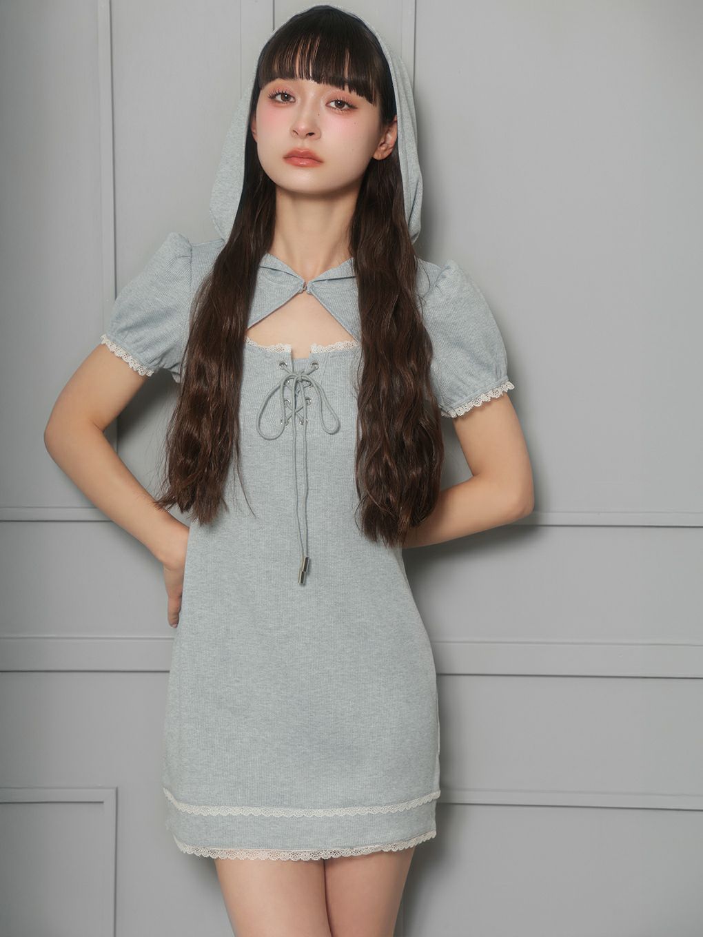 【BUBBLES】フーディーリブワンピース