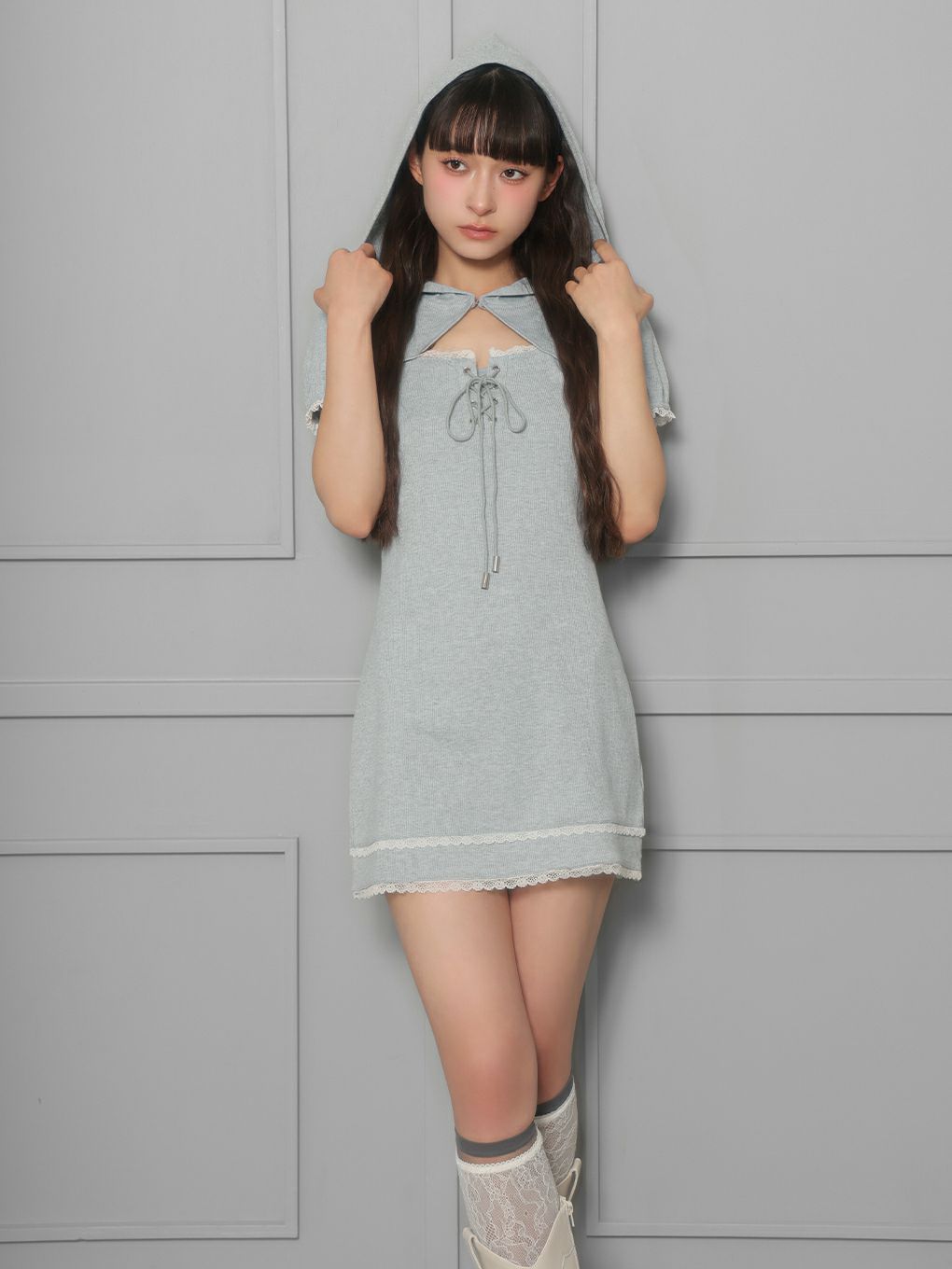 【BUBBLES】フーディーリブワンピース