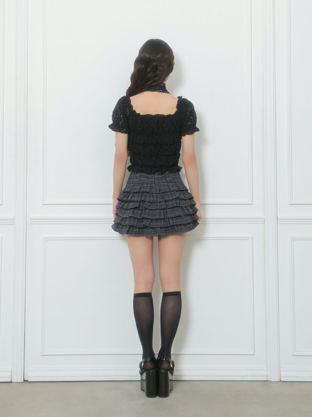 【BUBBLES】シャーリングリボントップス