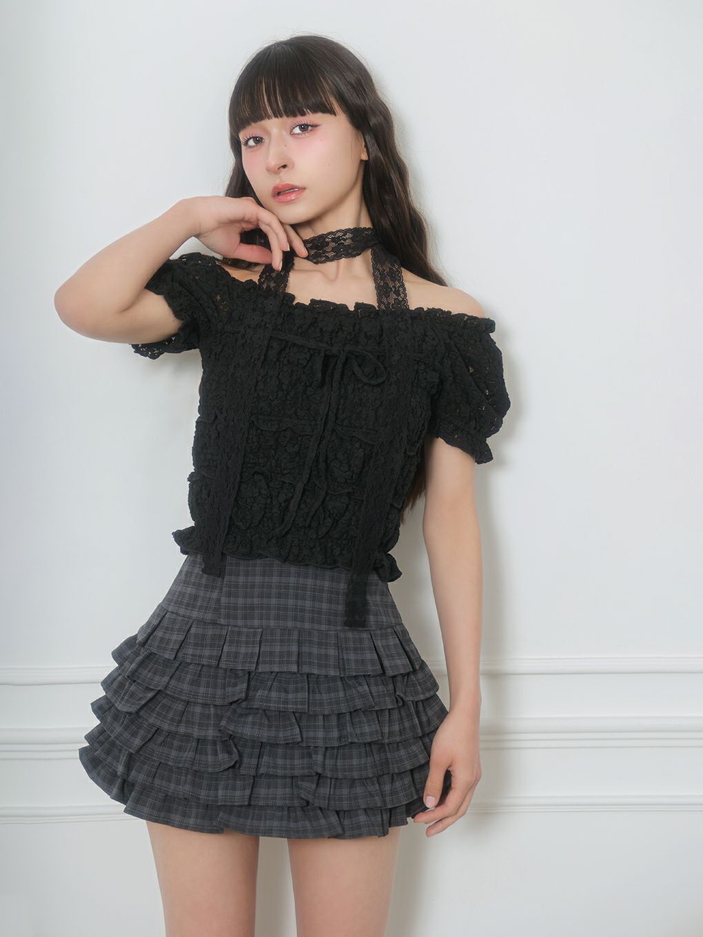 【BUBBLES】シャーリングリボントップス