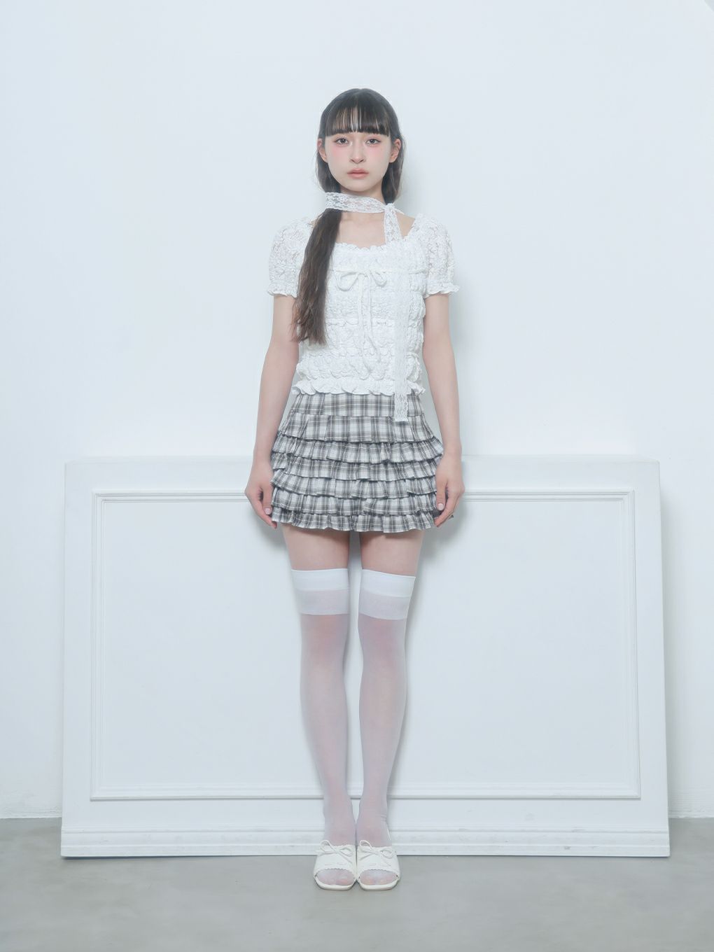 【BUBBLES】シャーリングリボントップス