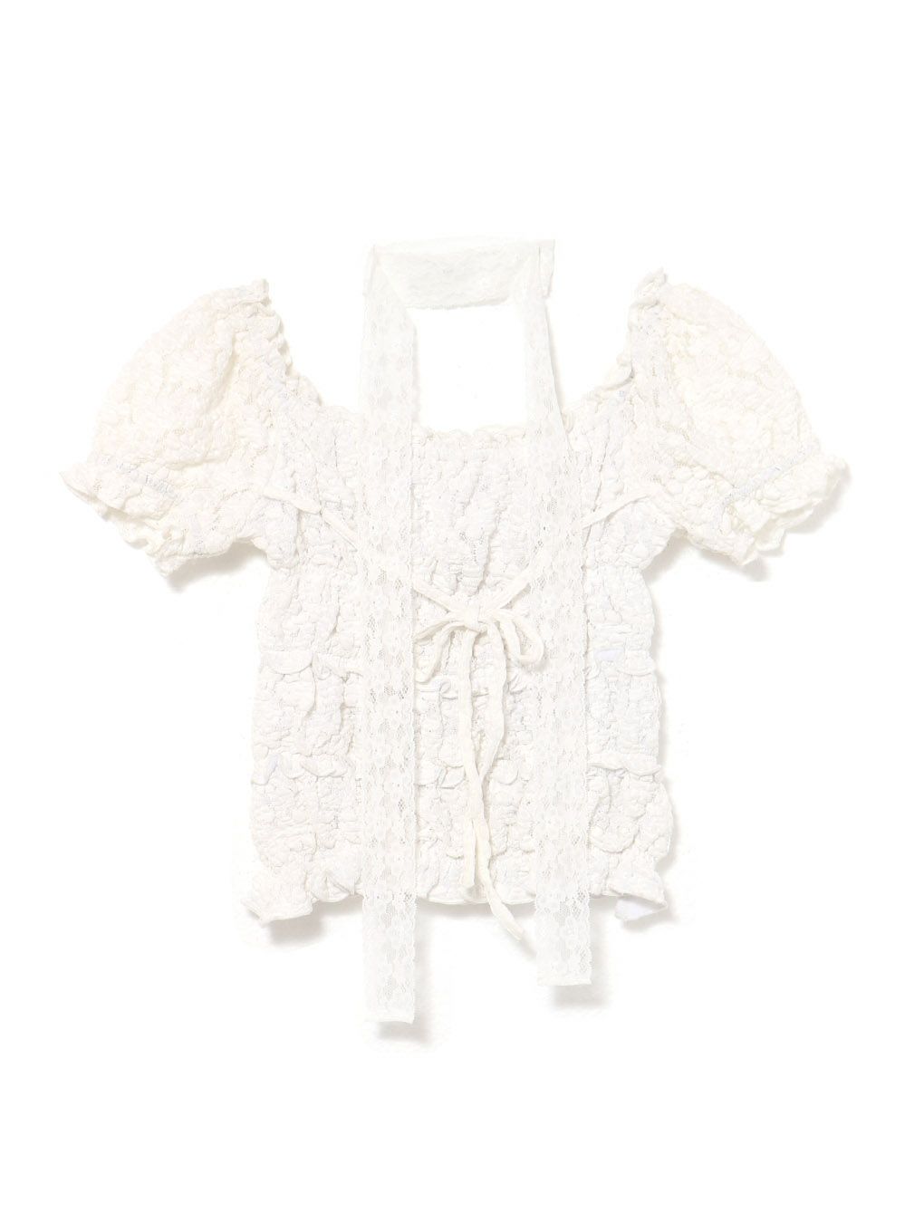 【BUBBLES】シャーリングリボントップス