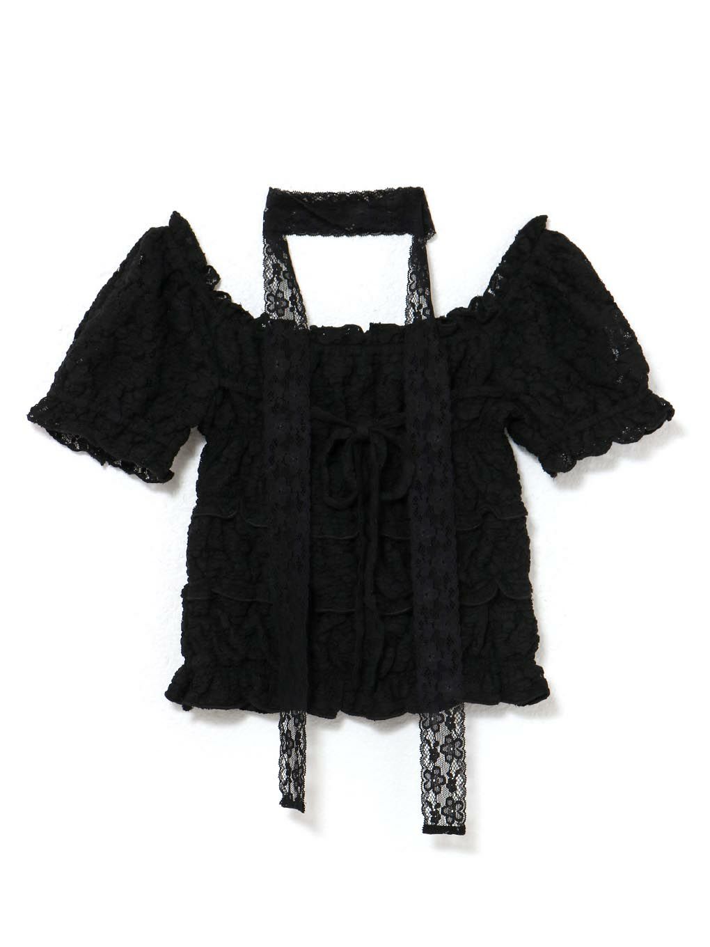 【BUBBLES】シャーリングリボントップス