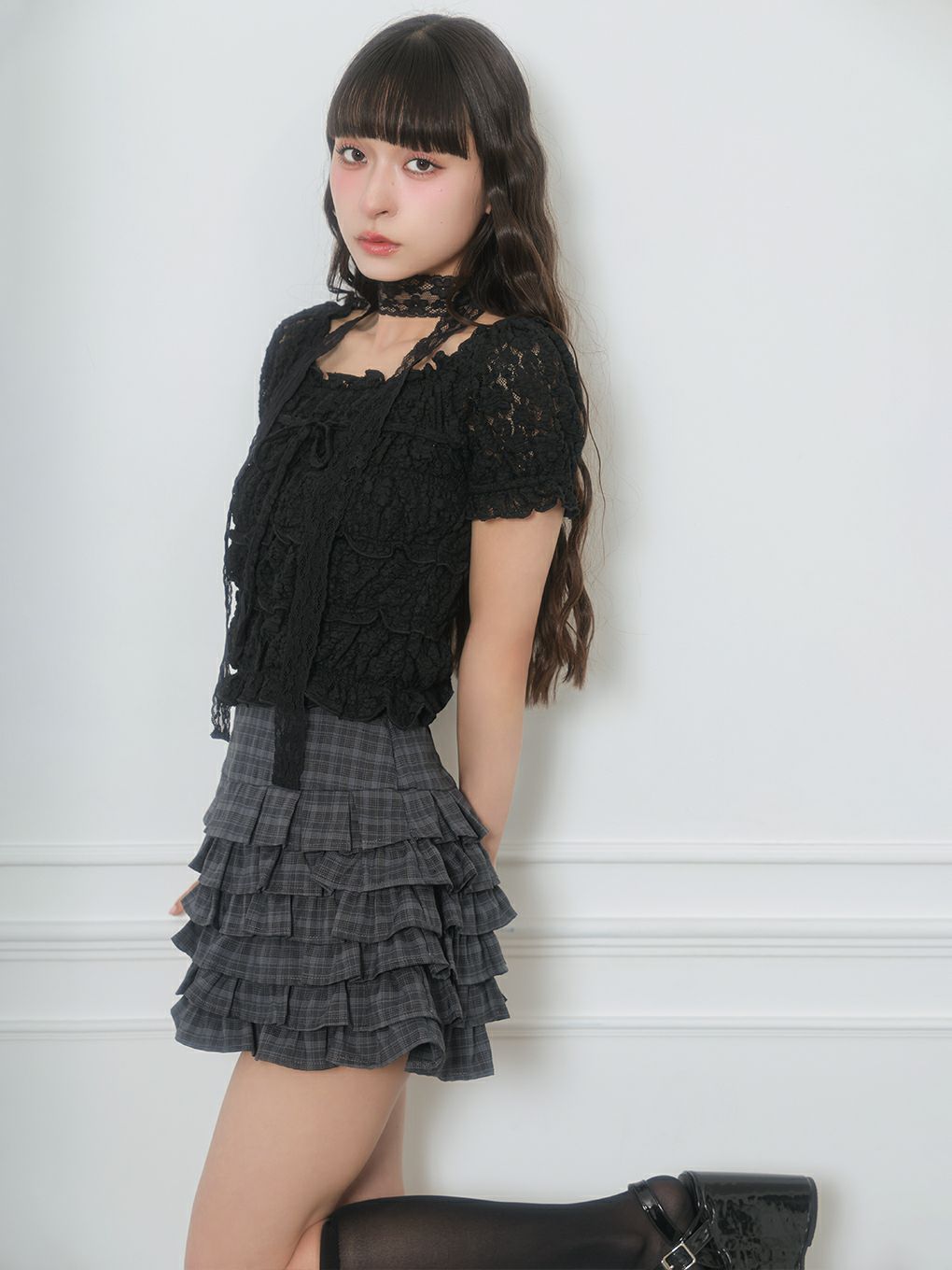 【BUBBLES】ミニフリルチェックカンカンスカパン