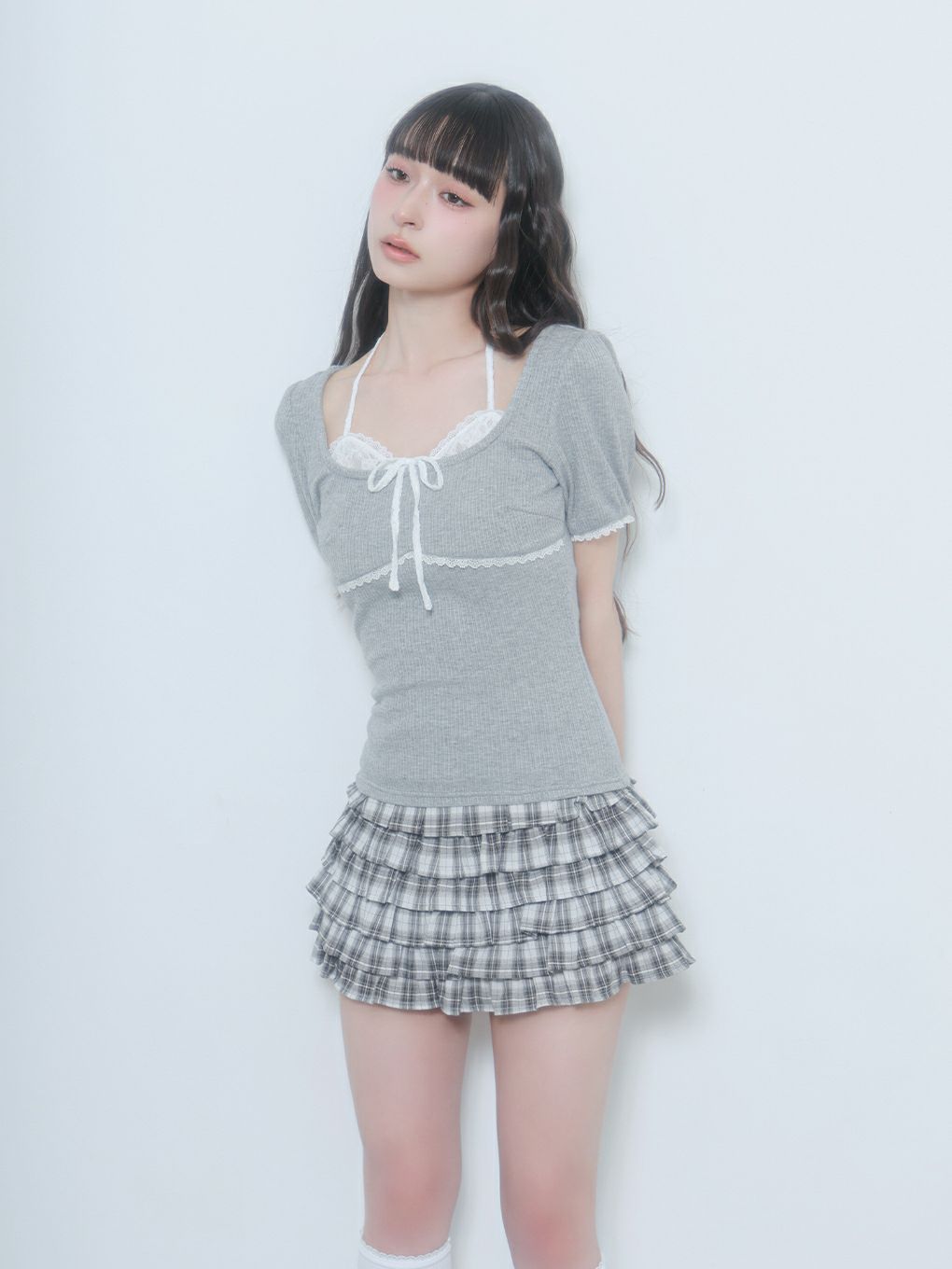 【BUBBLES】ミニフリルチェックカンカンスカパン