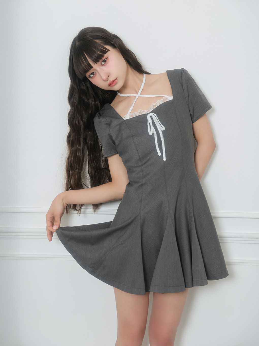 【BUBBLES】パターンフレアガーリーワンピース