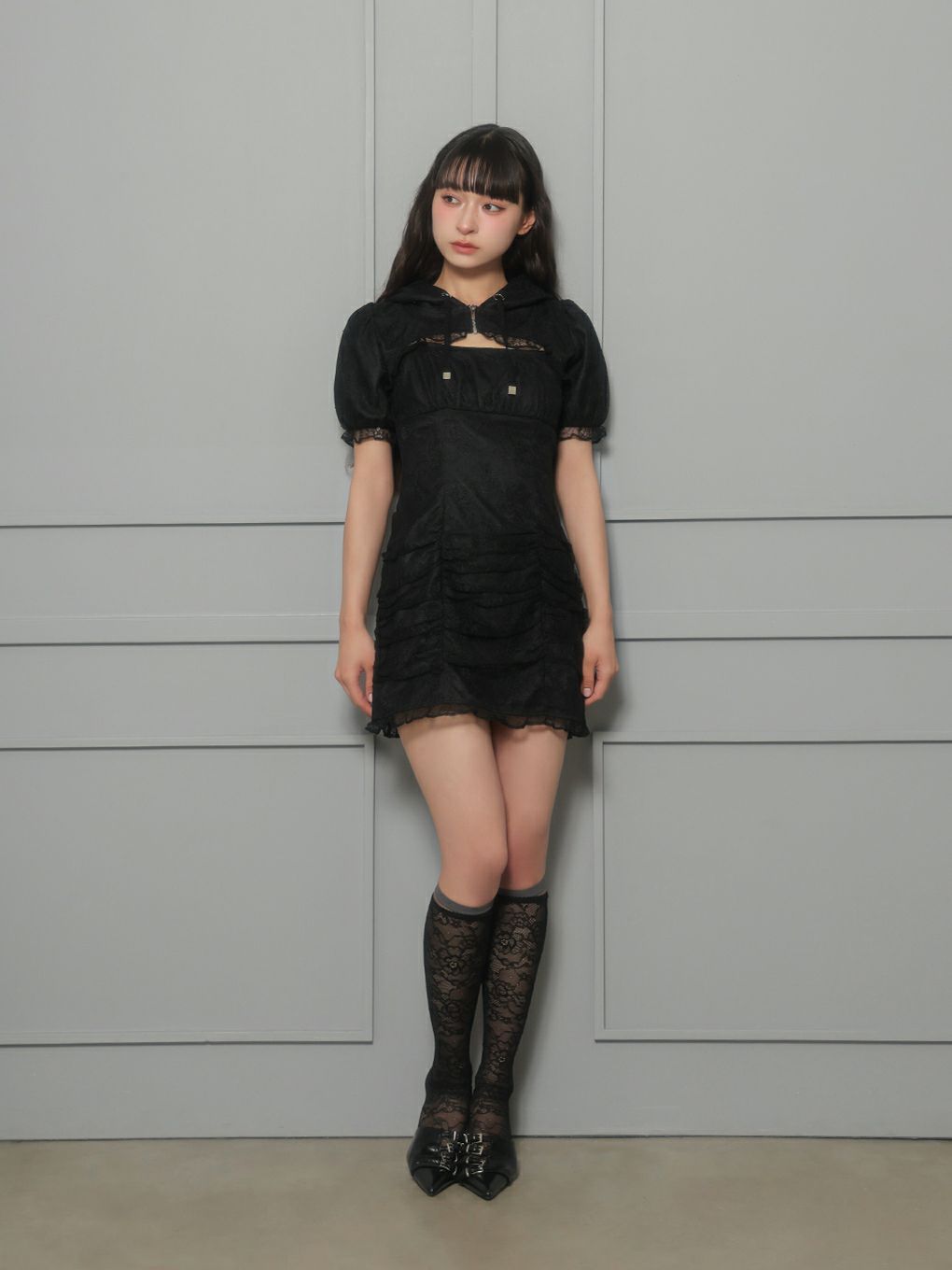 【BUBBLES】ギャザーパーカーワンピース