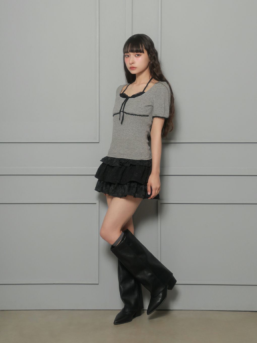 【BUBBLES】レイヤードパターントップス