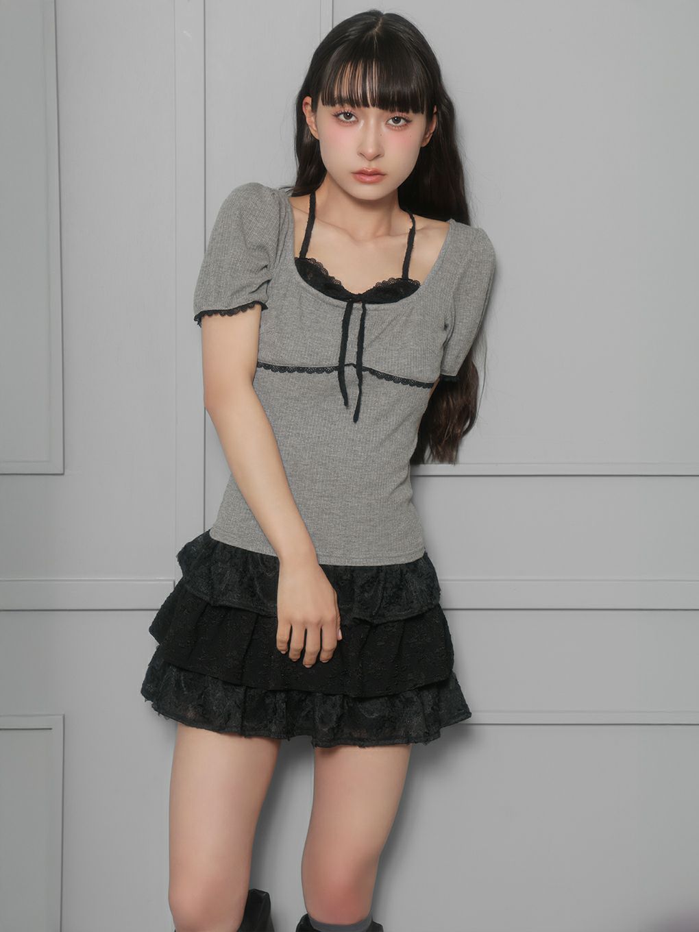 【BUBBLES】レイヤードパターントップス