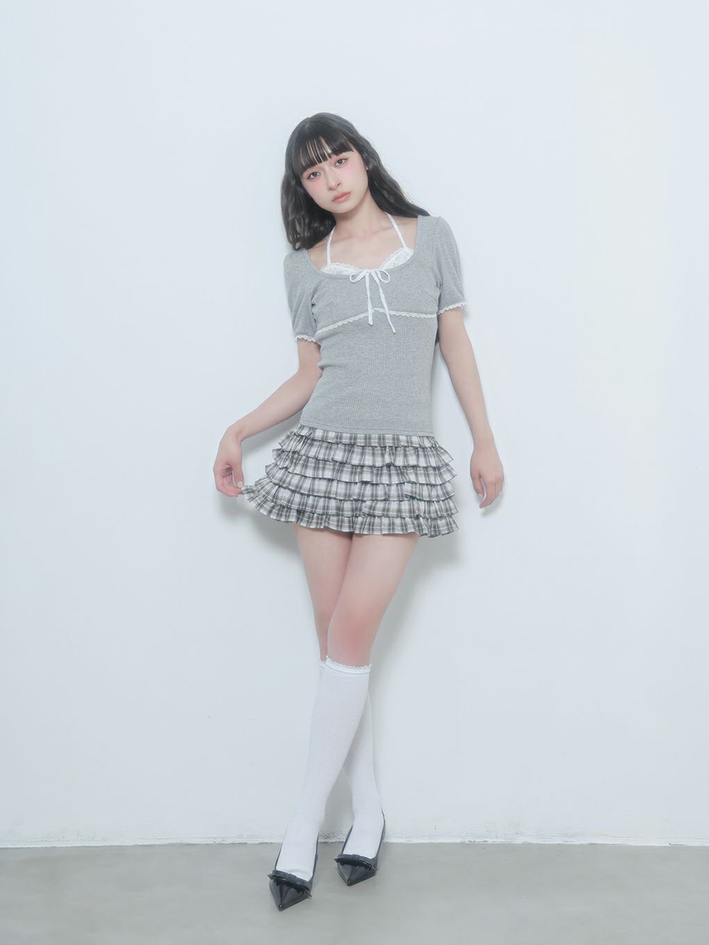 【BUBBLES】レイヤードパターントップス