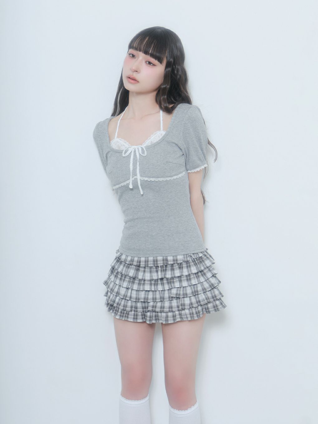 【BUBBLES】レイヤードパターントップス