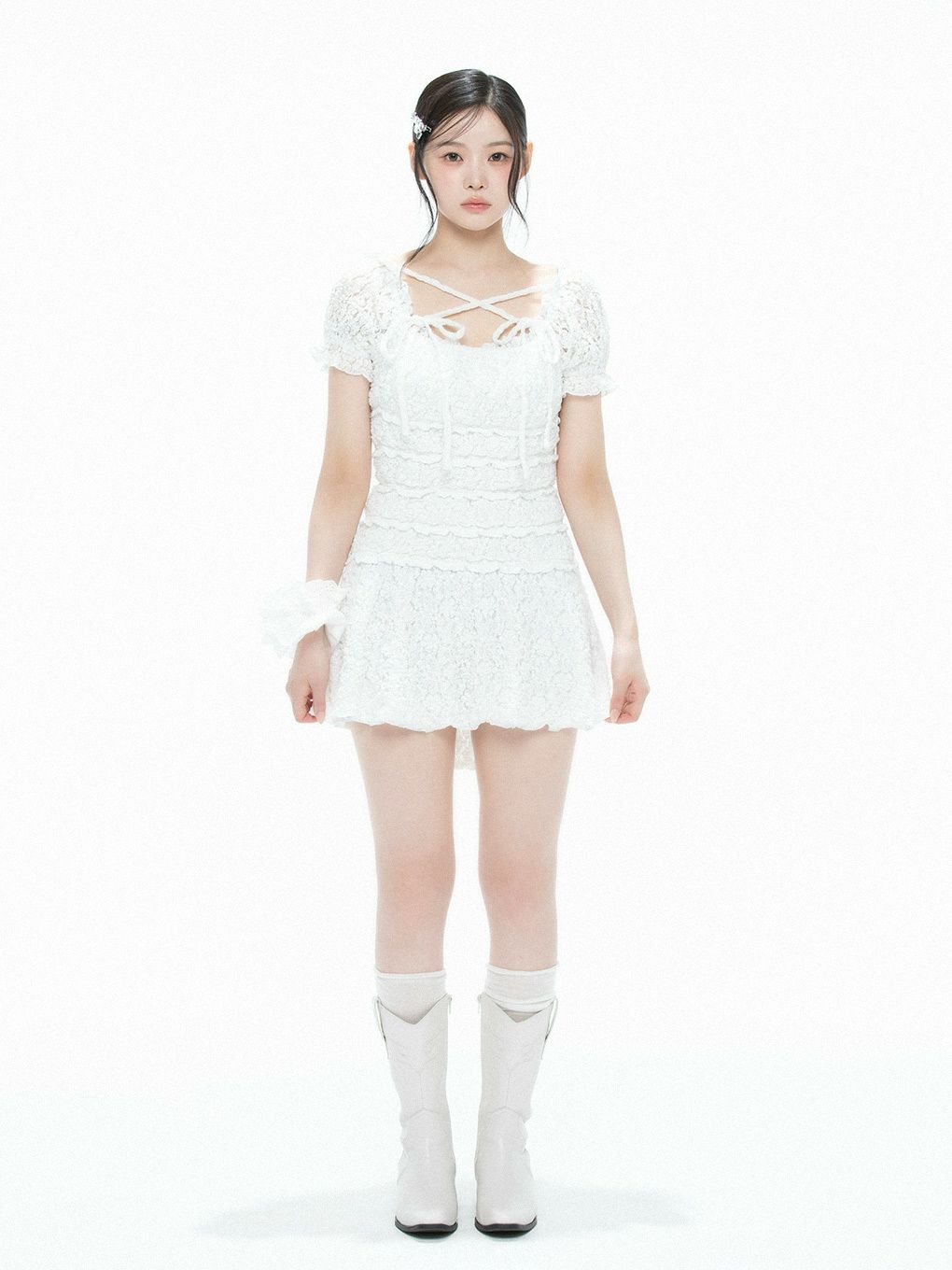 【BUBBLES】シャーリングリボンワンピース