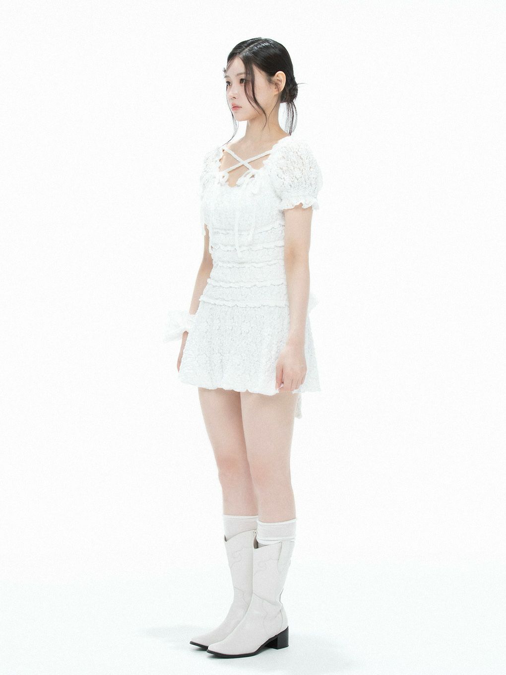 【BUBBLES】シャーリングリボンワンピース