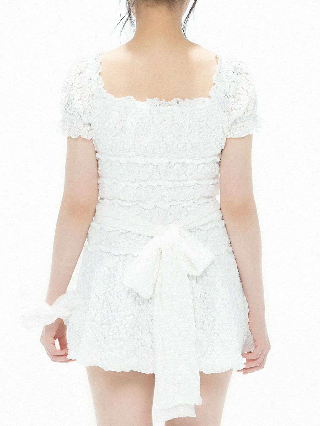 【BUBBLES】シャーリングリボンワンピース