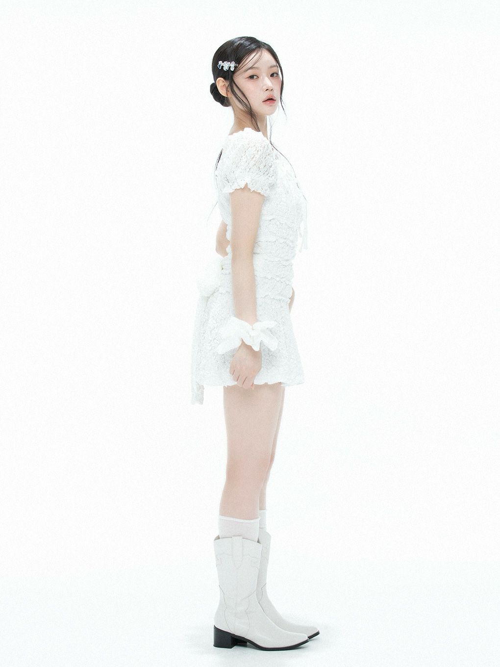 【BUBBLES】シャーリングリボンワンピース