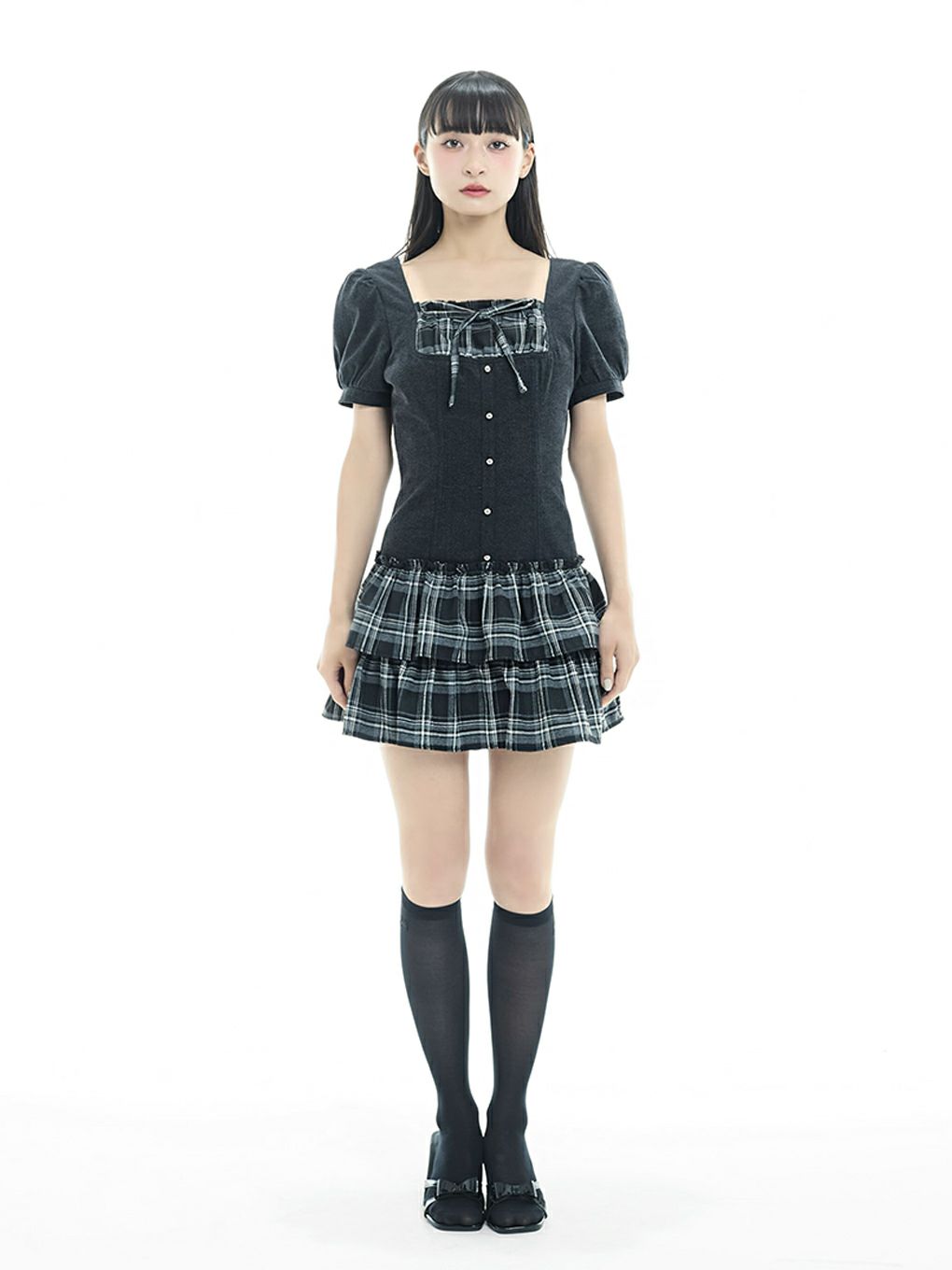 【BUBBLES】リボンデニムワンピース