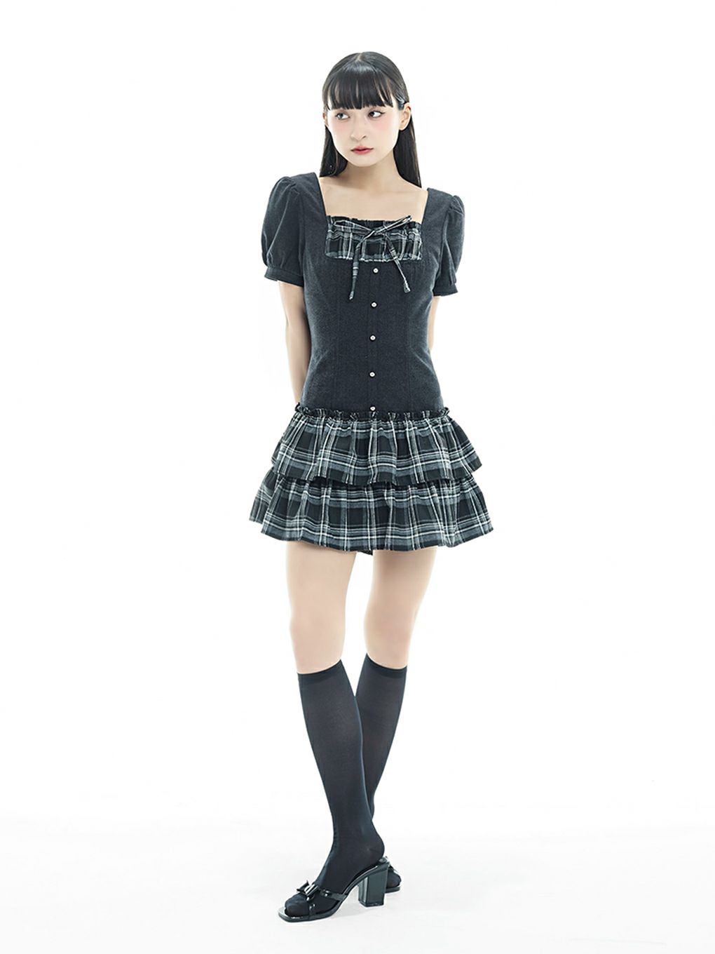 【BUBBLES】リボンデニムワンピース