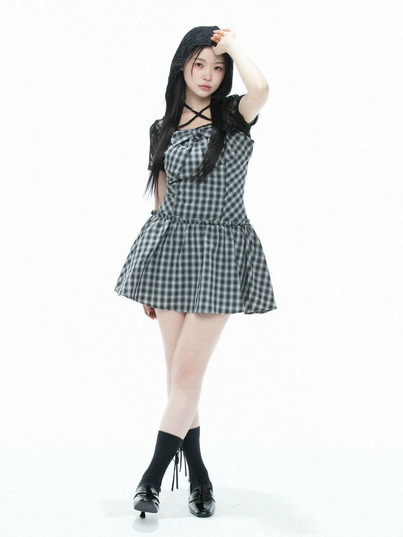 BUBBLES レースリボンワンピース グレー BUBBLES】レースリボンワンピース | sparkling mall online store