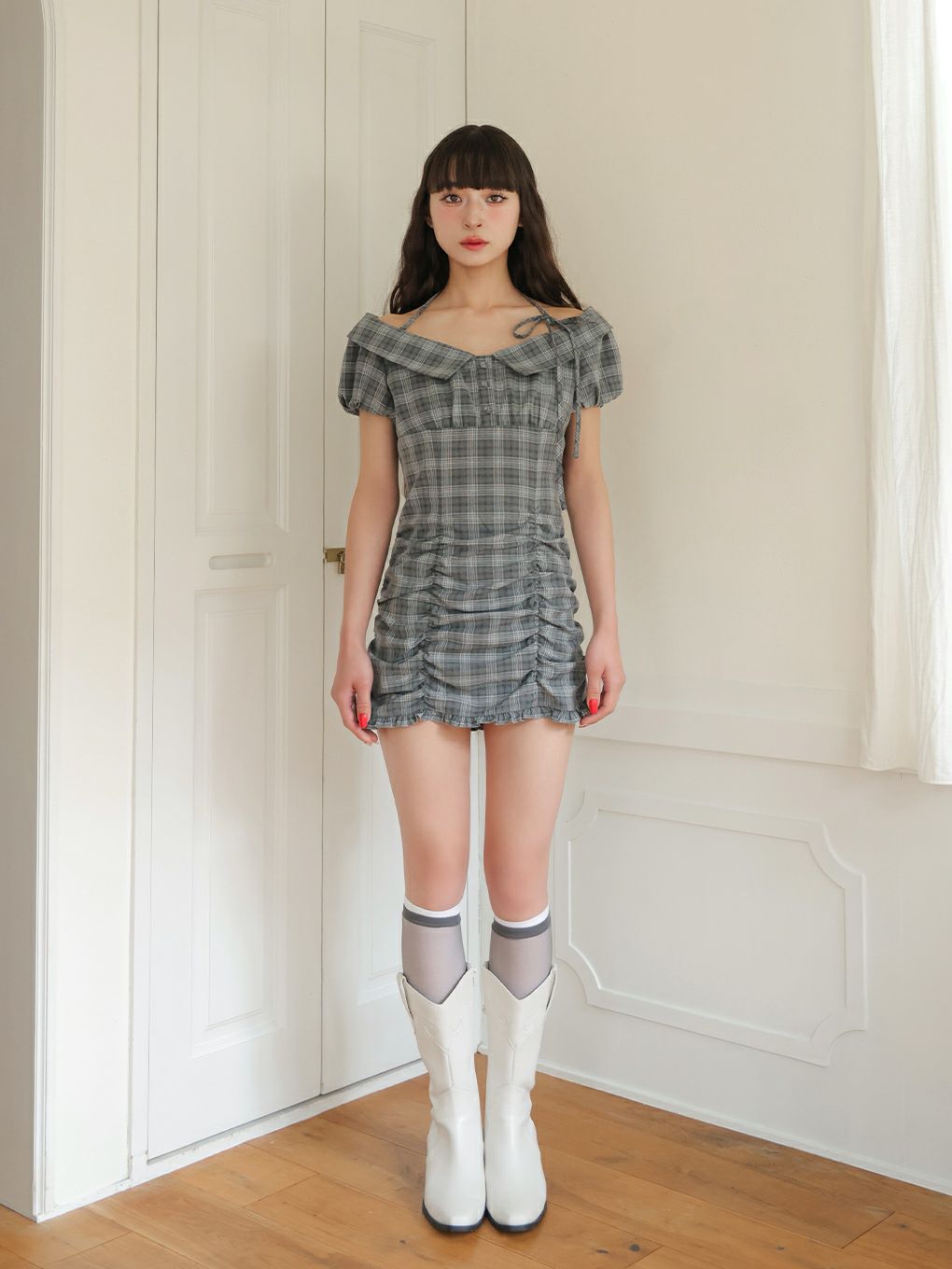 【BUBBLES】ジャガードギャザーワンピース