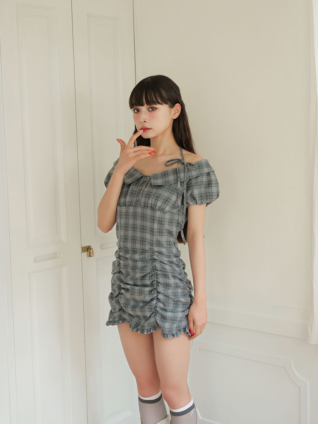 【BUBBLES】ジャガードギャザーワンピース