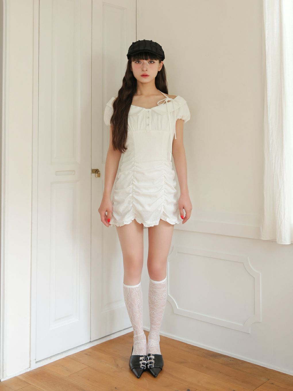 【BUBBLES】ジャガードギャザーワンピース