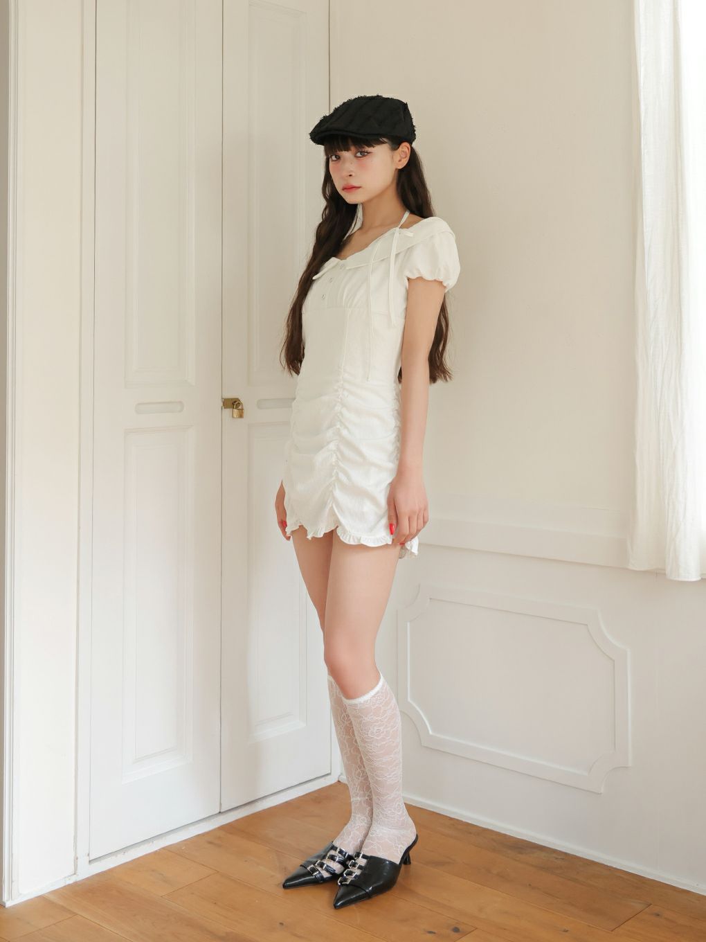 【BUBBLES】ジャガードギャザーワンピース