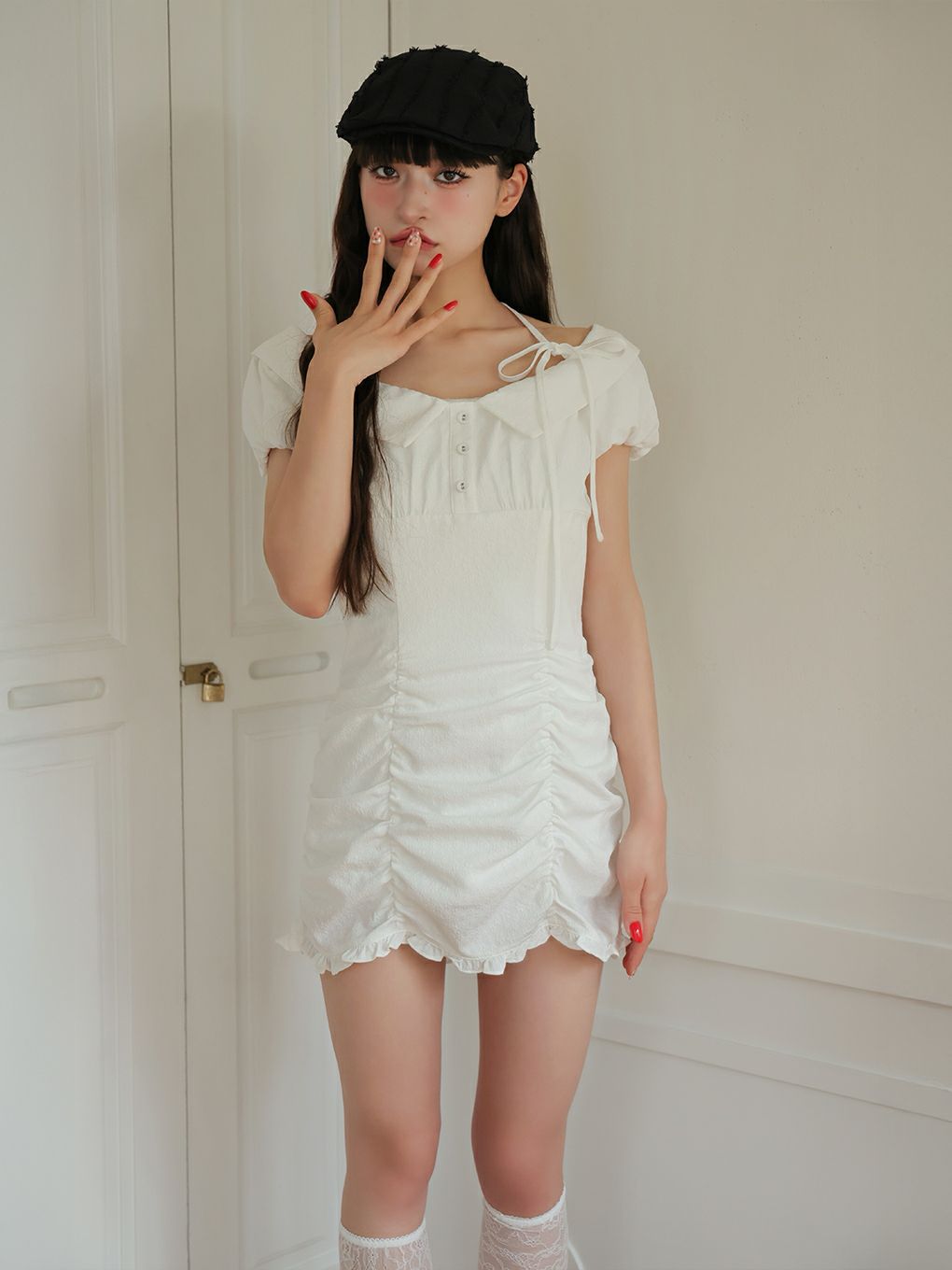 【BUBBLES】ジャガードギャザーワンピース