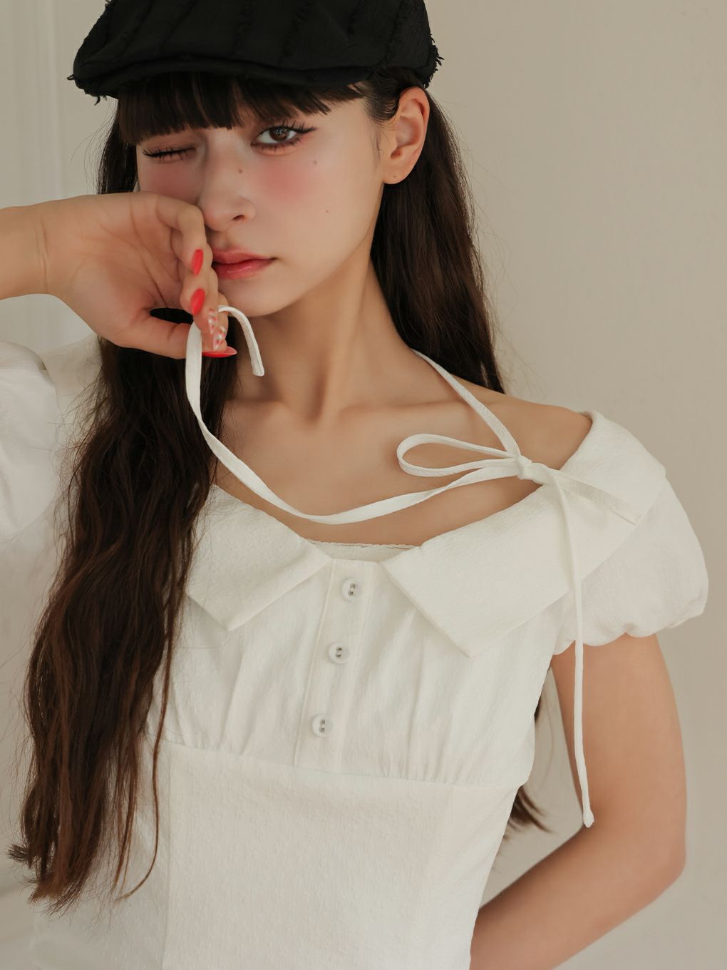 【BUBBLES】ジャガードギャザーワンピース