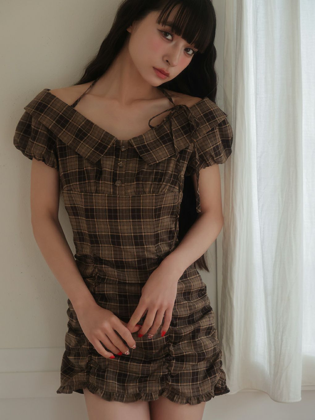 【BUBBLES】ジャガードギャザーワンピース