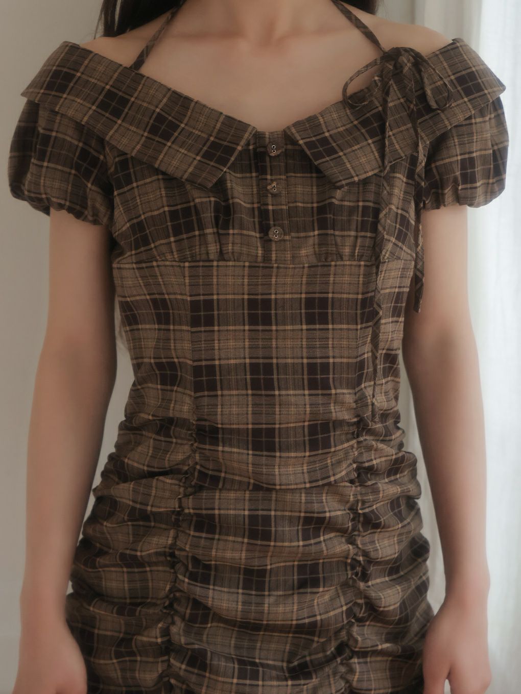 【BUBBLES】ジャガードギャザーワンピース