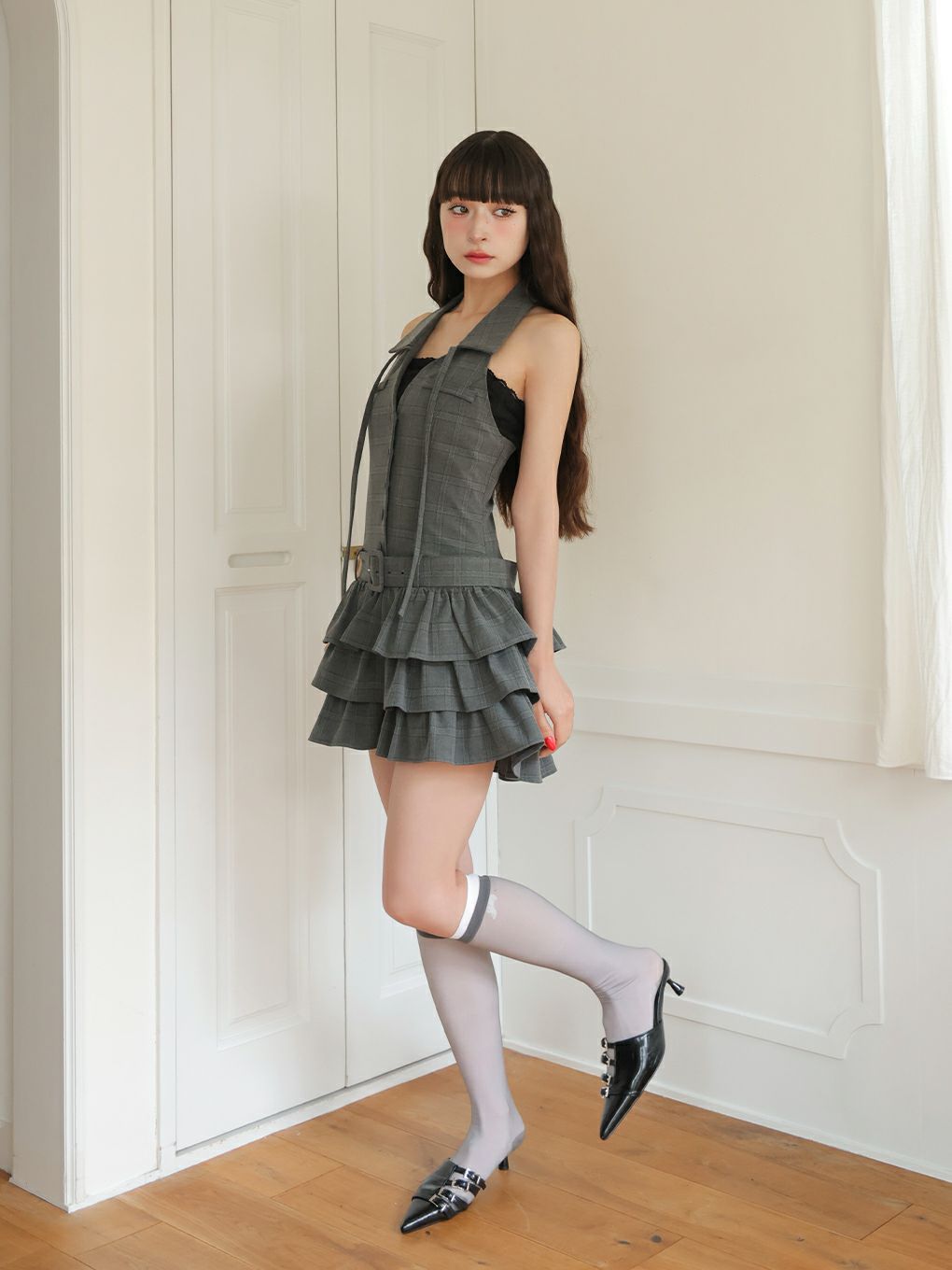 【BUBBLES】バックリボンティアードワンピース