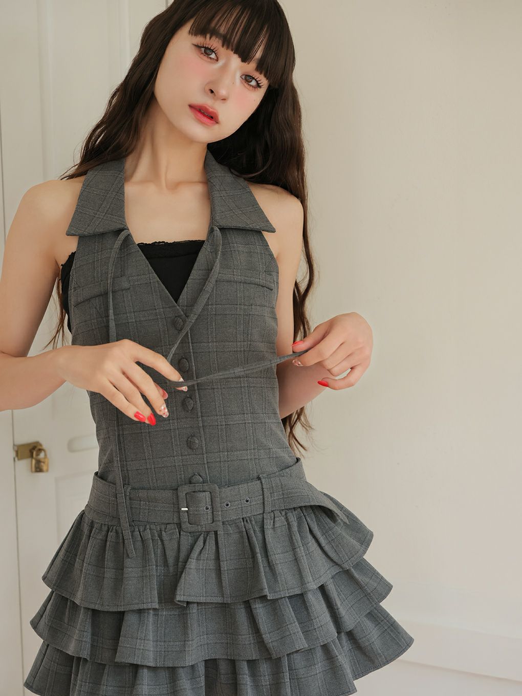 【BUBBLES】バックリボンティアードワンピース