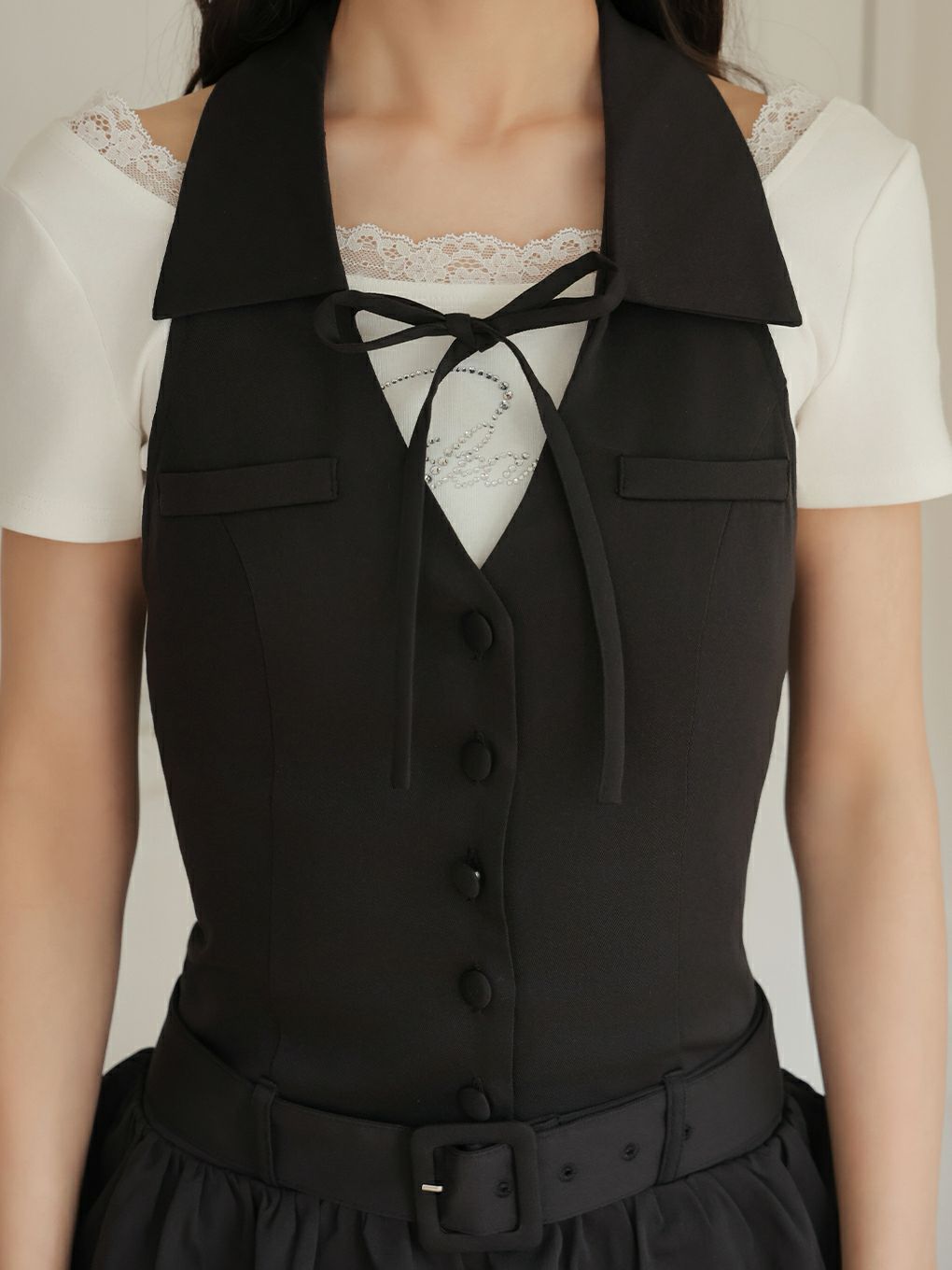 【BUBBLES】バックリボンティアードワンピース