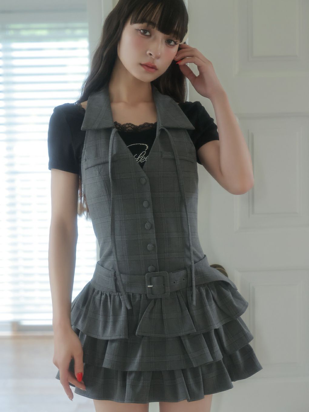 【BUBBLES】ホルターティアードワンピース