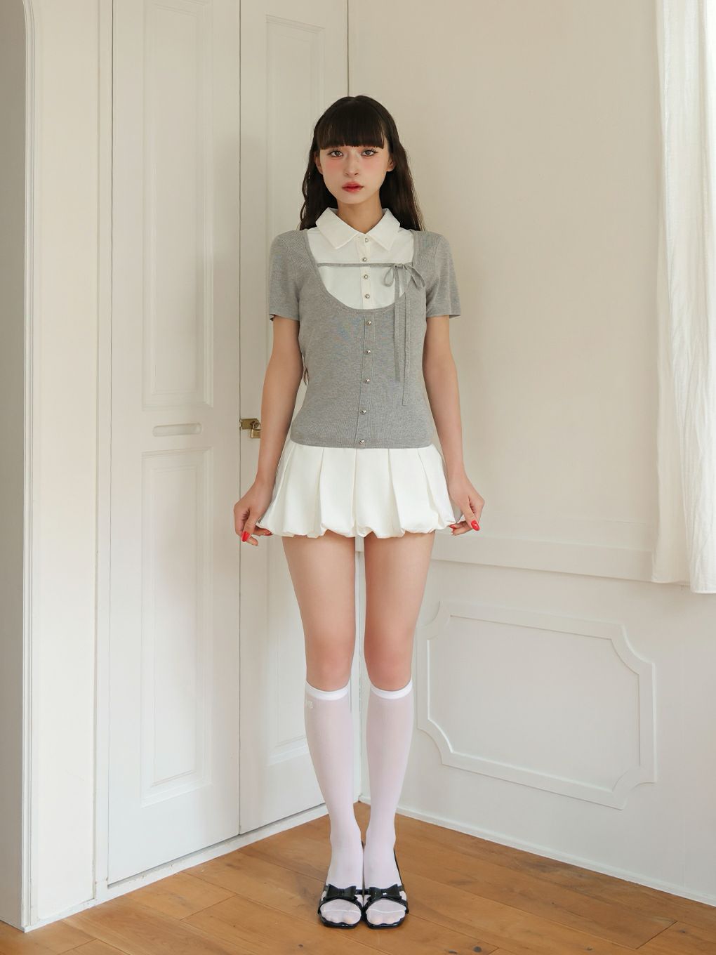 【BUBBLES】スクールガーリーリボントップス