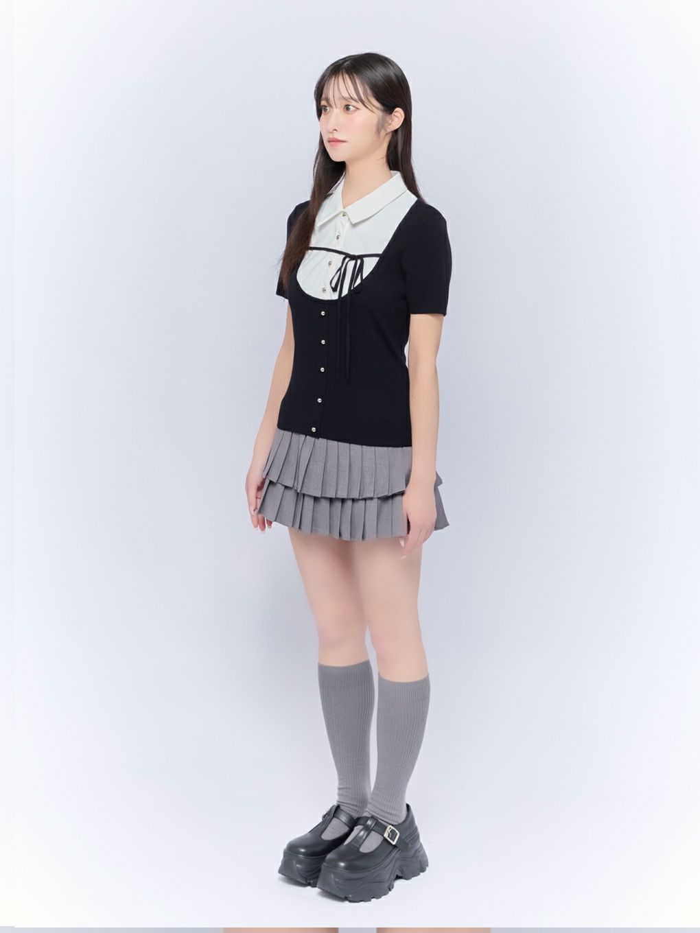 【BUBBLES】スクールガーリーリボントップス