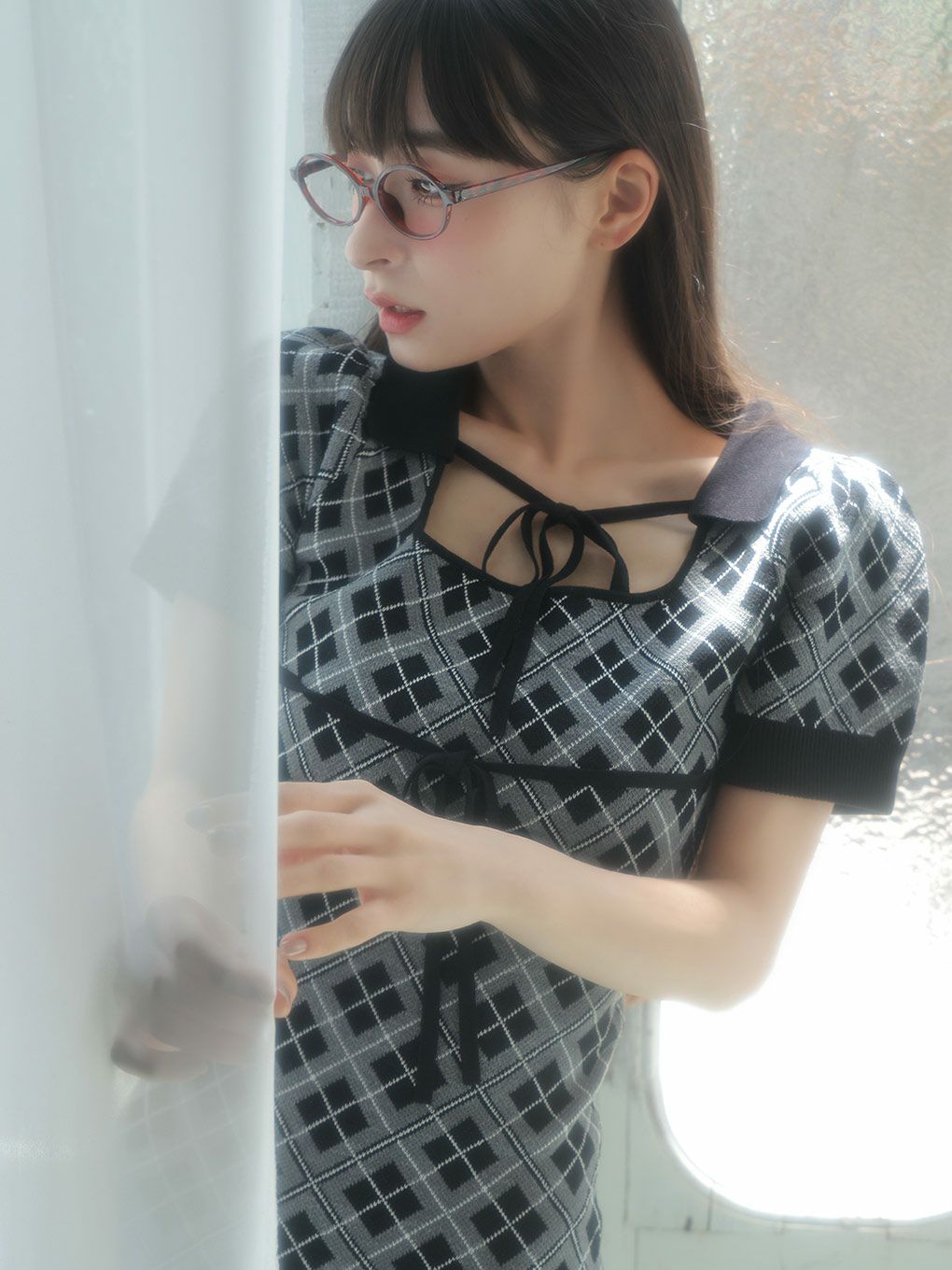 【BUBBLES】チェックリボンワンピース